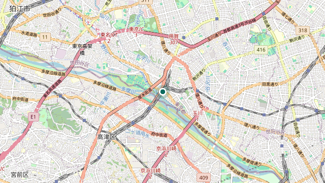Map showing the location of Futako-tamagawa