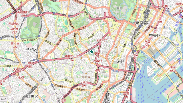 Map showing the location of Roppongi