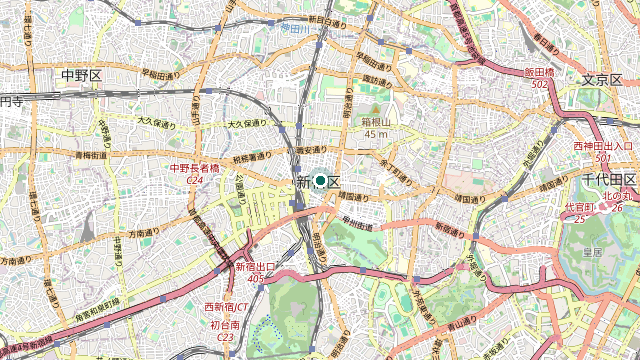 Map showing the location of Shinjuku