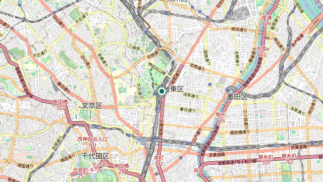 Map showing the location of Ueno