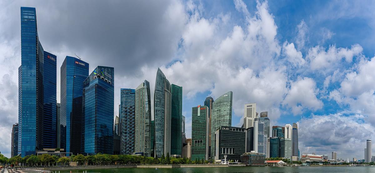 Singapore skyline blue sky