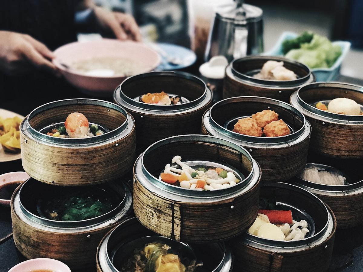 Hong Kong dim sum bamboo steamers
