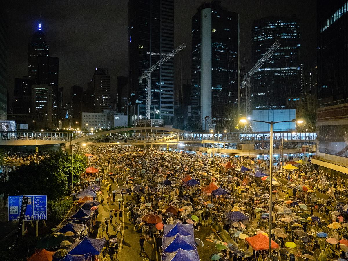 Hong Kong summer rain street