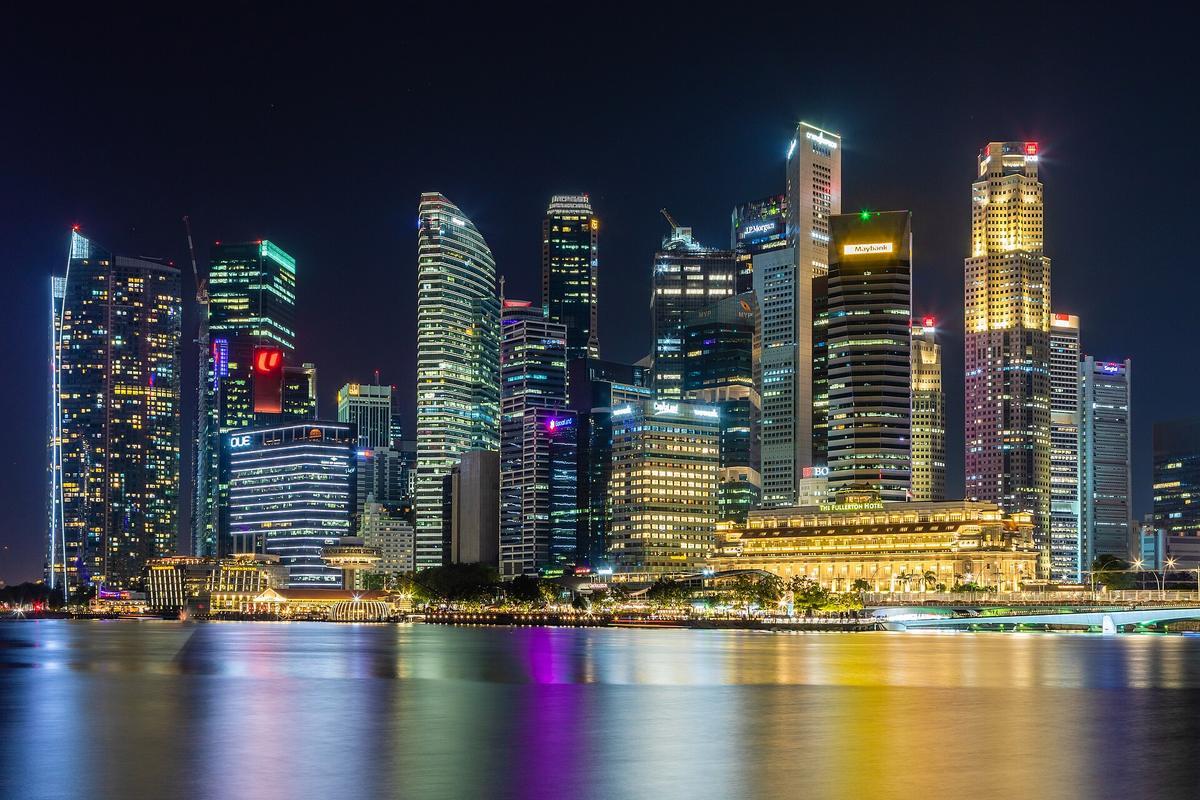 Singapore Marina Bay skyline night