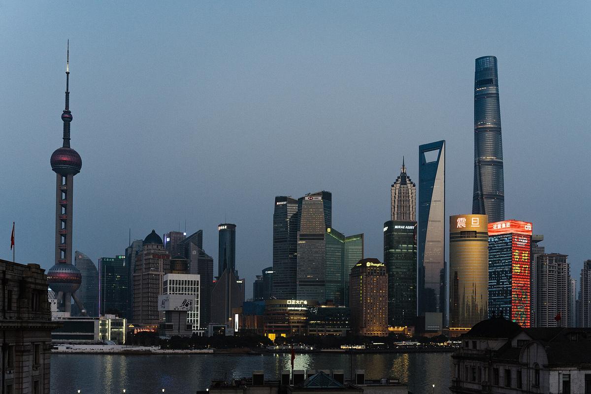 Shanghai skyline dusk