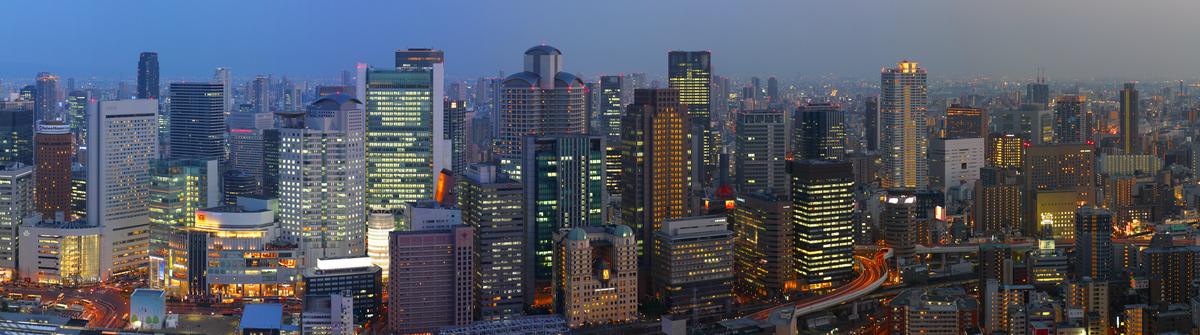 Osaka skyline dusk