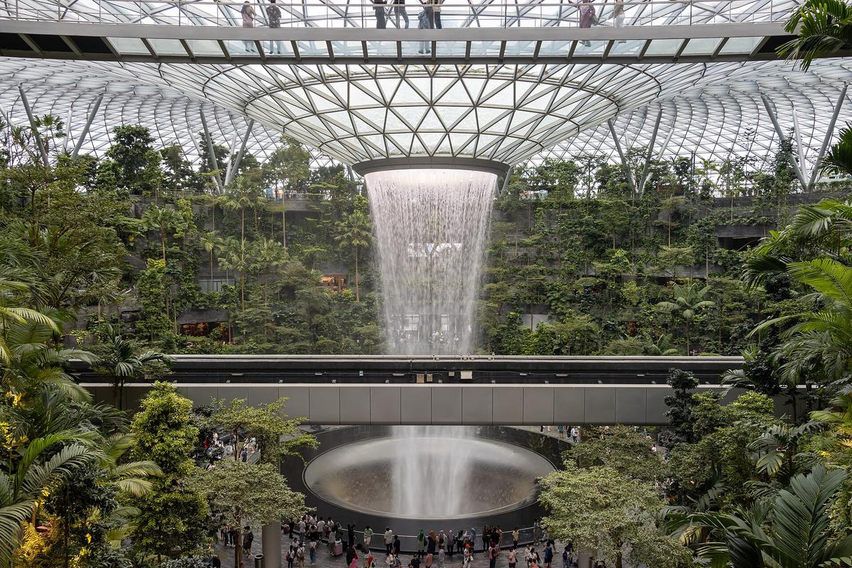 Jewel Changi Airport Rain Vortex waterfall