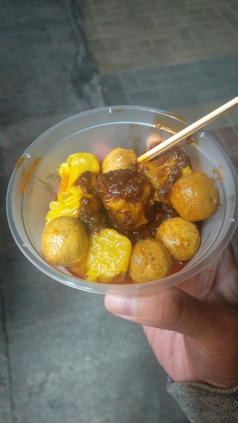 Hong Kong curry fish balls street snack
