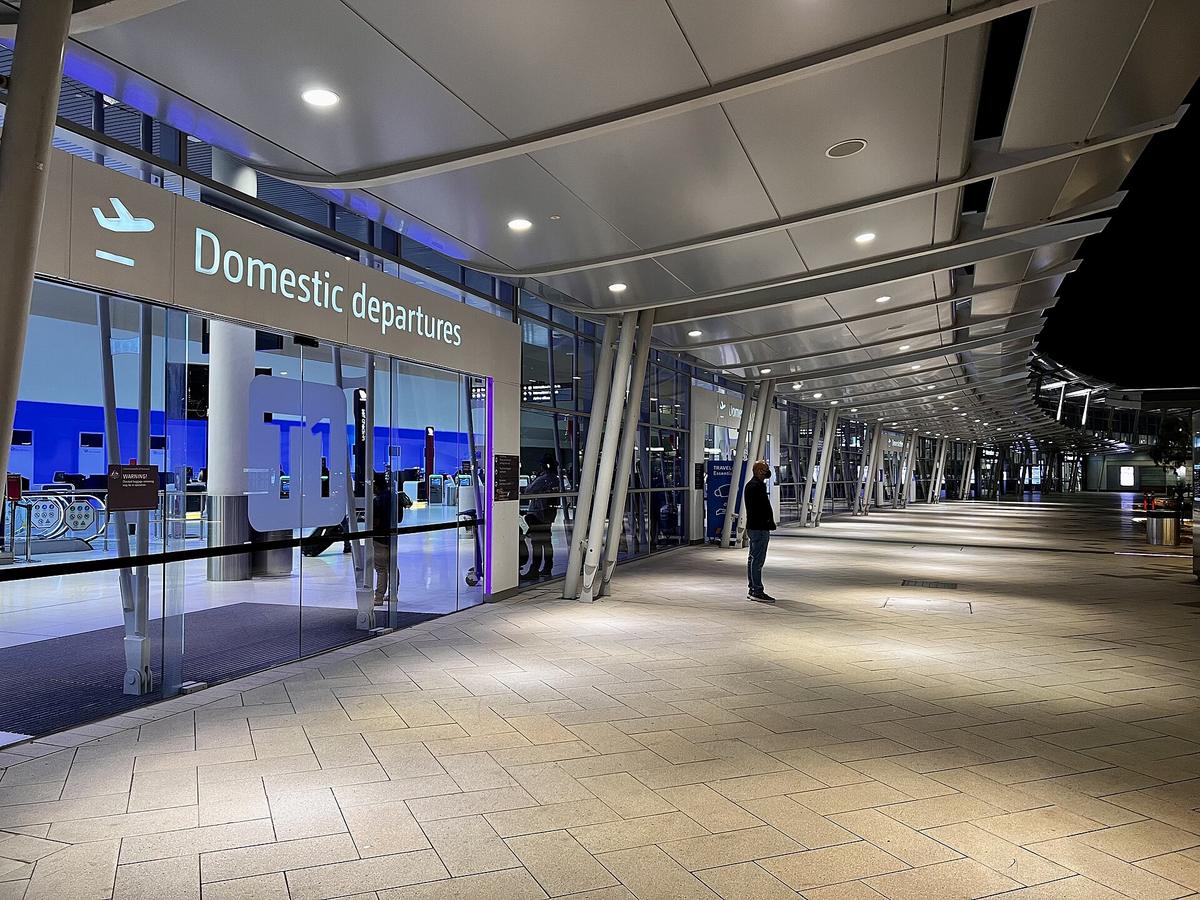 airport terminal at night