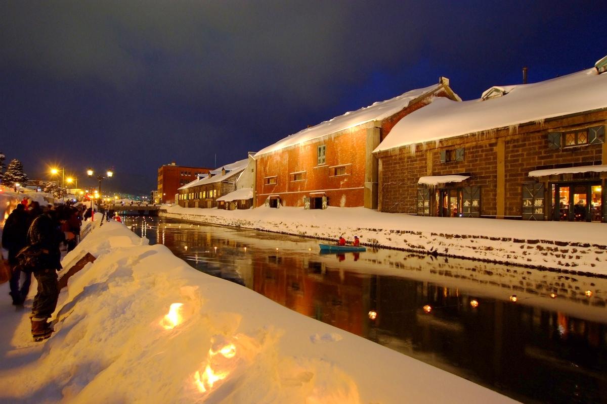 Otaru canal winter snow