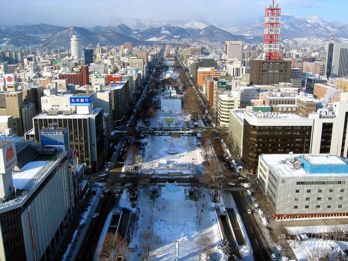 Sapporo winter street snow