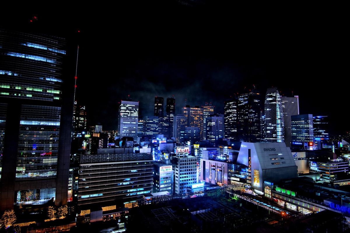 Shinjuku skyscrapers night Tokyo