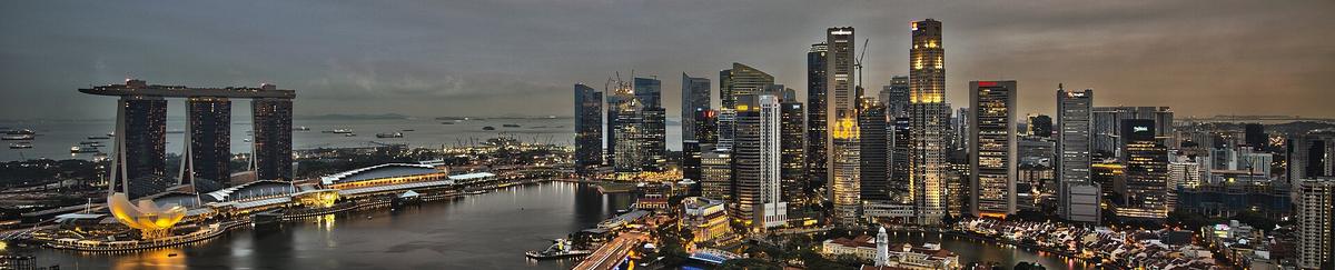 Singapore skyline evening river