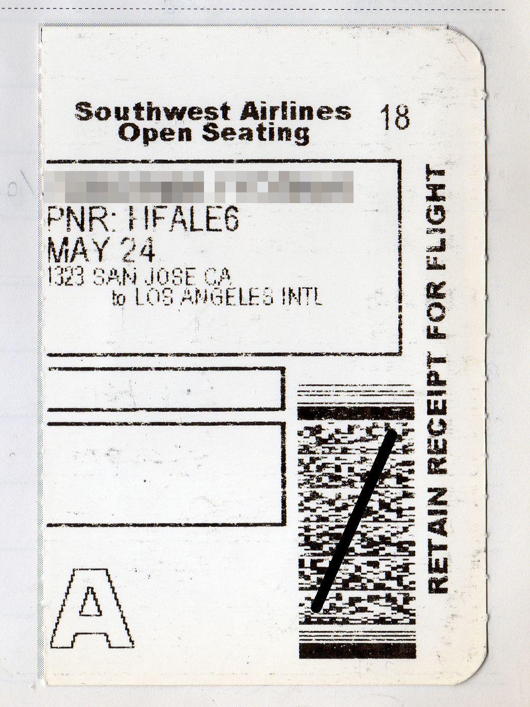 airline ticket receipt