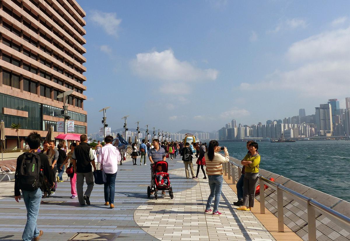 Tsim Sha Tsui promenade Hong Kong skyline